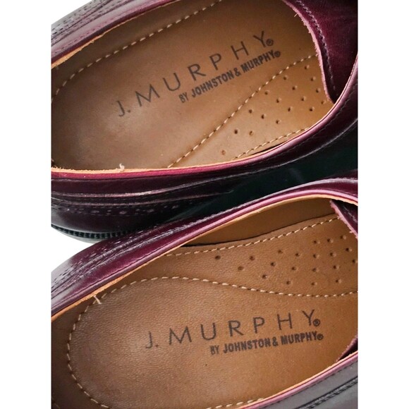 Johnston and Murphy Mens 11.5M Burgundy Leather Lace Wingtip Dress Shoes Oxford main image 8